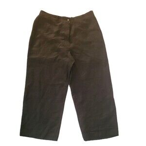 Mercer And Madison Linen Slacks Black Rose Embroidered Cropped  Size 12